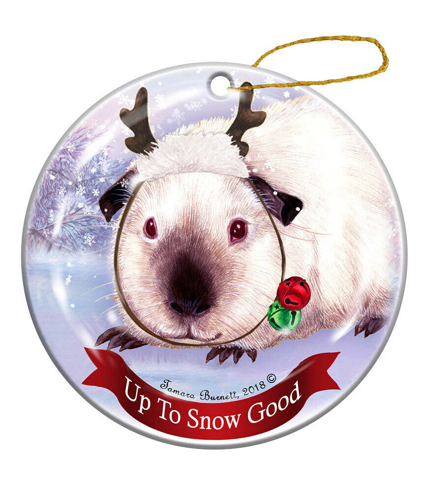 Guinea Pig Himalayan Reindeer Porcelain Christmas Ornament