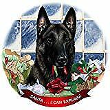 Belgian Malinois Black Dog Porcelain Ornament Pet Gift Santa I Can Explain!
