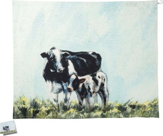 Primitives by Kathy Farmhouse Collection Cotton Dish Towel - Cow and Calf