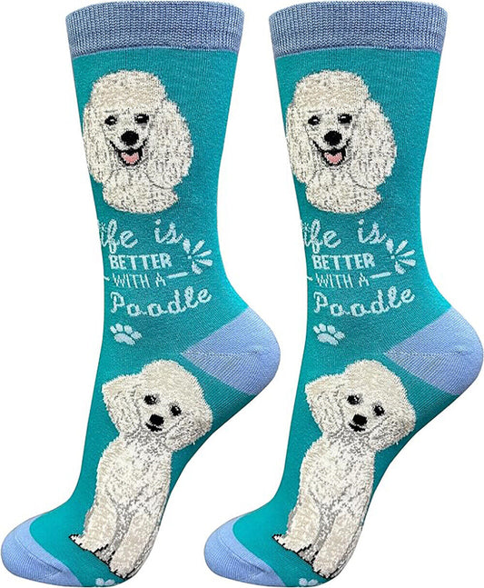 E&S Pets Pet Lover Socks, Life is Better with a White Poodle