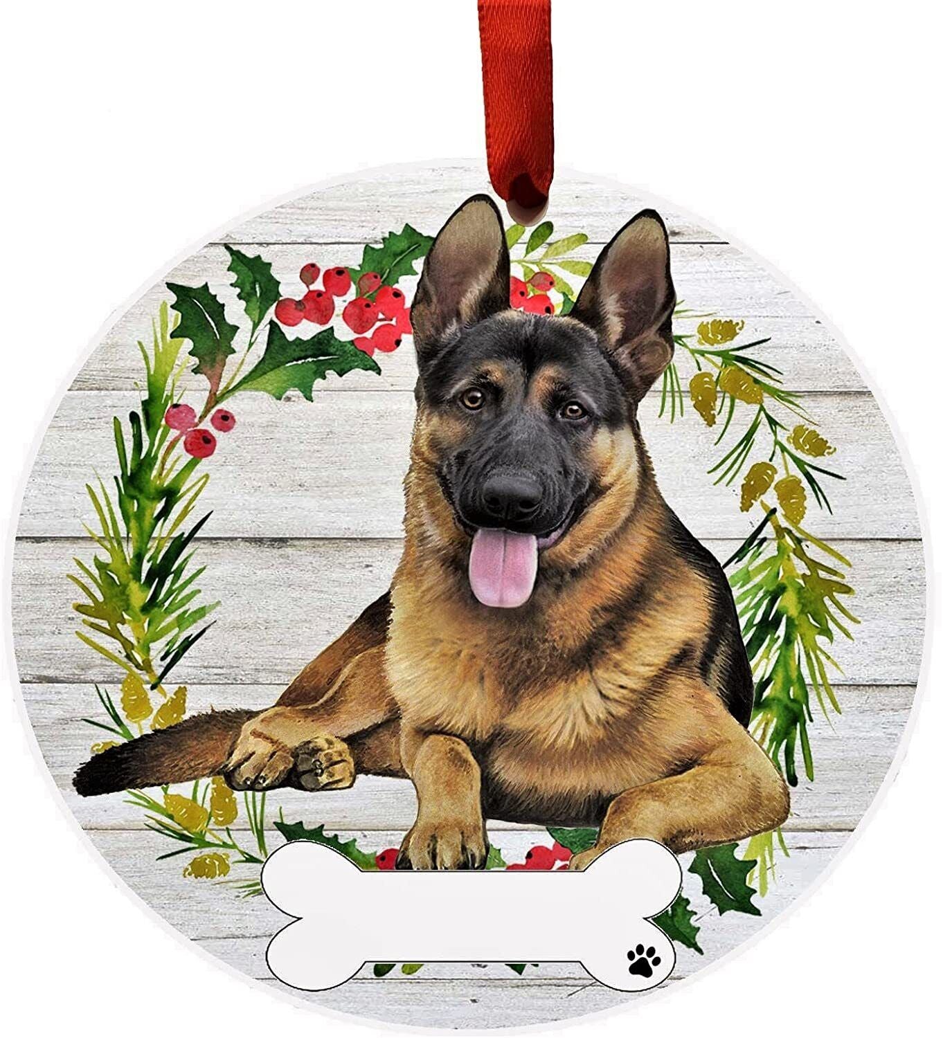 German Shepherd Ornament - E&S Pets - DIY Personalizable, Ceramic Round Ornament