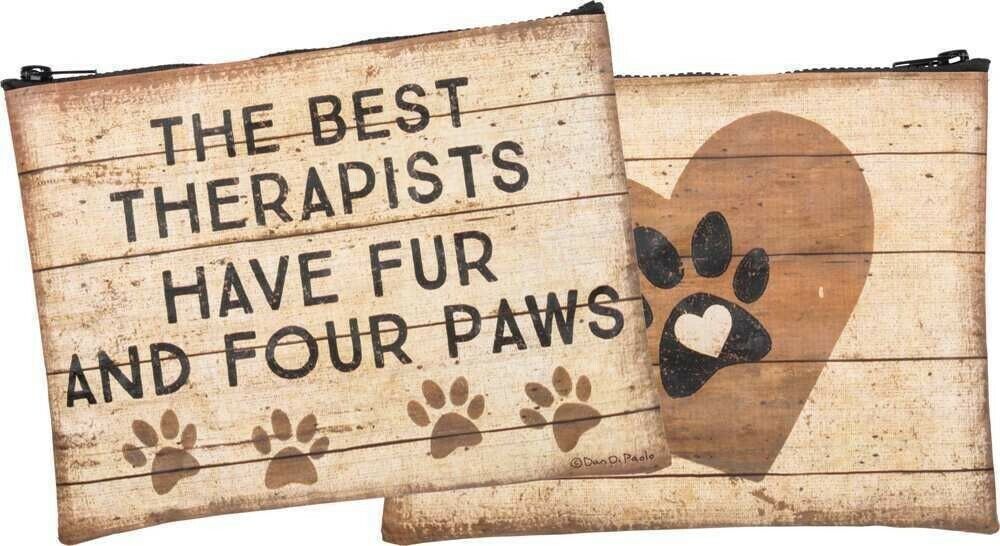 Primitives By Kathy Zipper Pouch - Best Therapists Have Four Paws