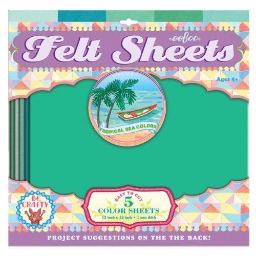 Tropical Sea Colors Teal Blue Green Felt Sheets, 5 sheets, by eeBoo