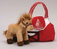 Unipak 8" Karimee Tan Brown Plush Stuffed Animal Horse with Red Barn Purse
