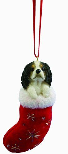 King Charles Spaniel Stocking Ornament with "Santa's Little Pals" Hand Painted