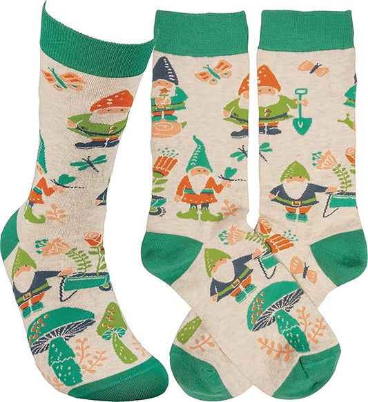 Primitives by Kathy Garden Gnomes Colorful Cotton Socks, One Size, Unisex