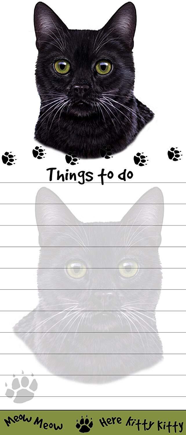 "Black Cat Magnetic List Pads" Uniquely Shaped Sticky Notepad