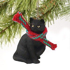 Conversation Concepts Tiny Ones Black Cat Ornament with Scarf, 2"