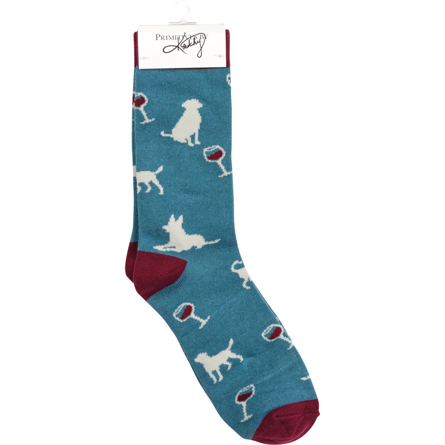 Primitives by Kathy Box Sign/Sock Set - Dogs & Wine Make Everything Fine