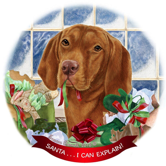 Vizsla Dog Porcelain Hanging Ornament Pet Gift 'Santa.. I Can Explain!'