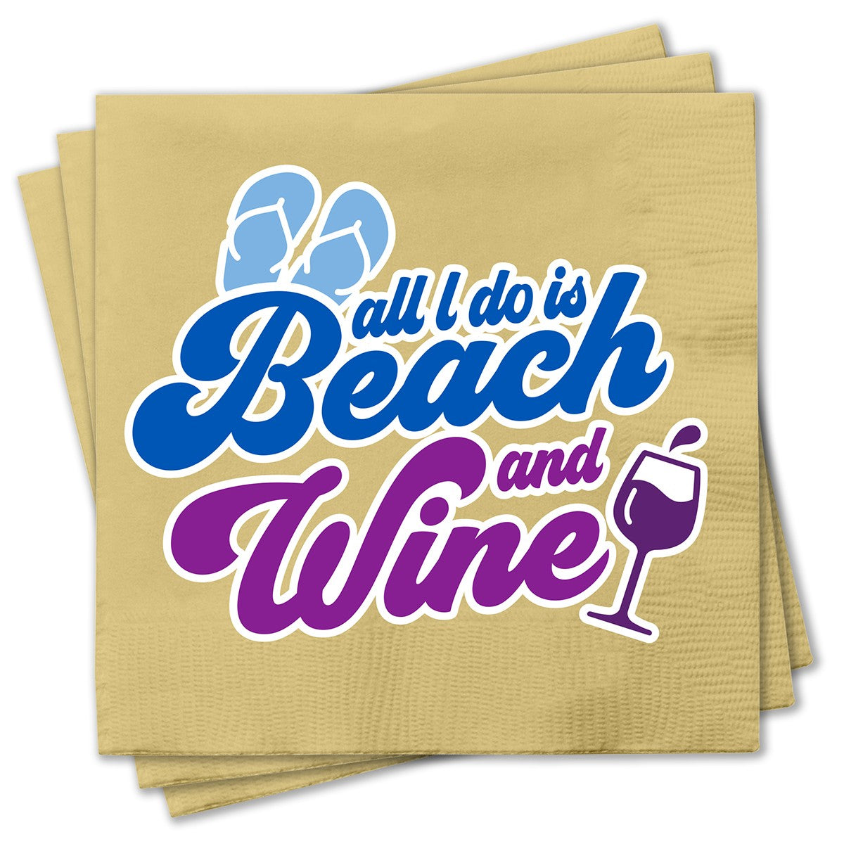 Chris's Stuff Wine Beverage Paper Napkins, Set of 25, Beach and Wine