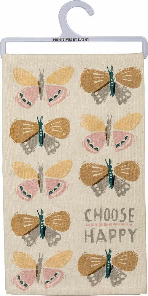 Primitives by Kathy Choose Happy Dish Towel