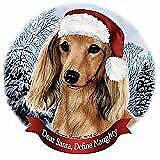 Holiday Pet Gifts Dachshund Long Hair Cream Dog Santa Hat Porcelain Ornament