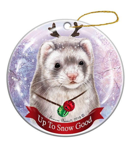 Holiday Pet Gifts Ferret Silver Porcelain Christmas Ornament