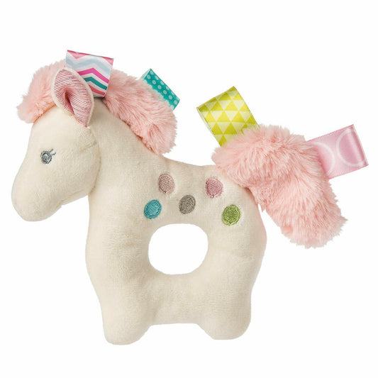 Mary Meyer Taggies Sensory Stuffed Animal Soft Ring Rattle, Painted Pony, 5"