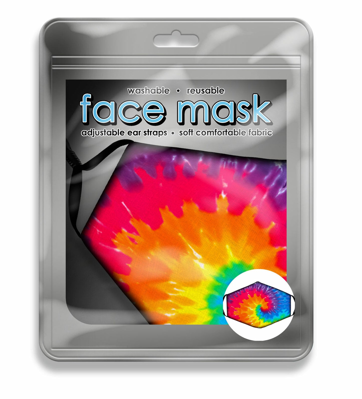 Spoontiques Fun Face Mask, Washable, Reusable, Adjustable Ear Straps - Tie Dye