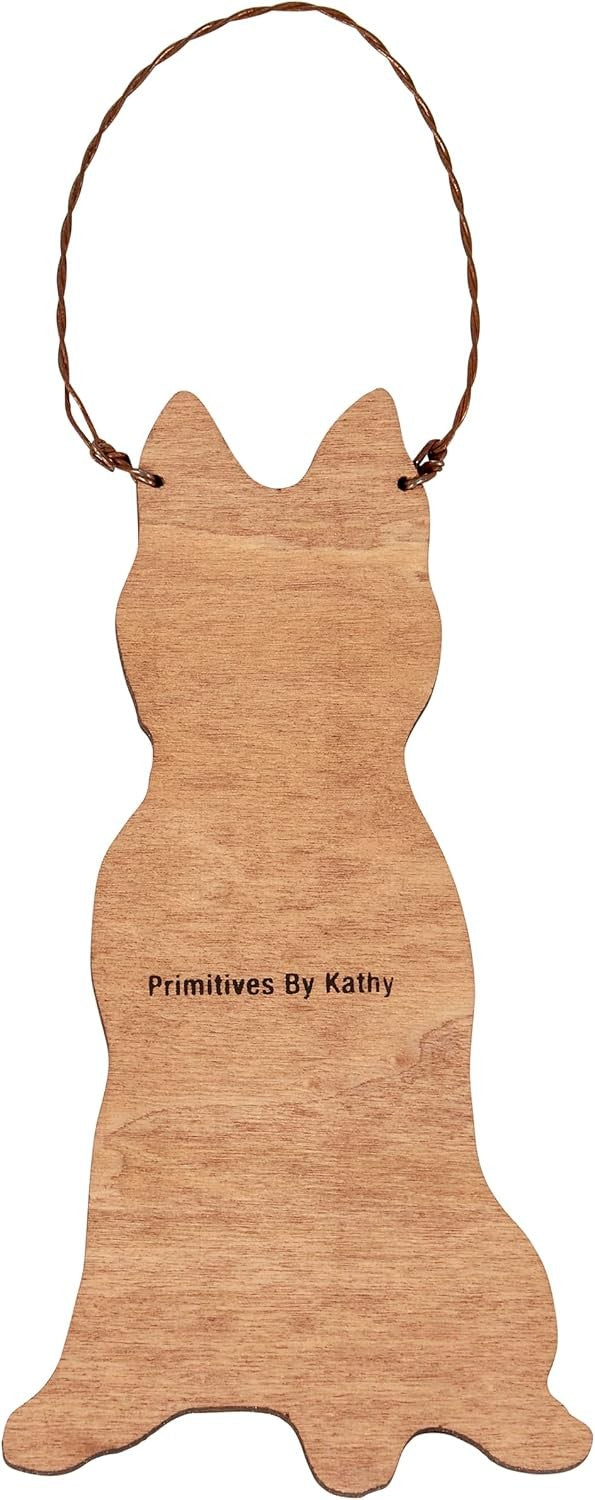 Primitives By Kathy Husky with Candy Cane Wooden Christmas Ornament