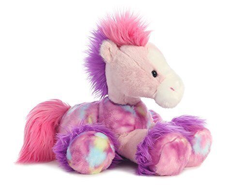 Aurora Bright Fancies Bubblegum Pink Tye Die Horse Plush Stuffed Animal, 12"