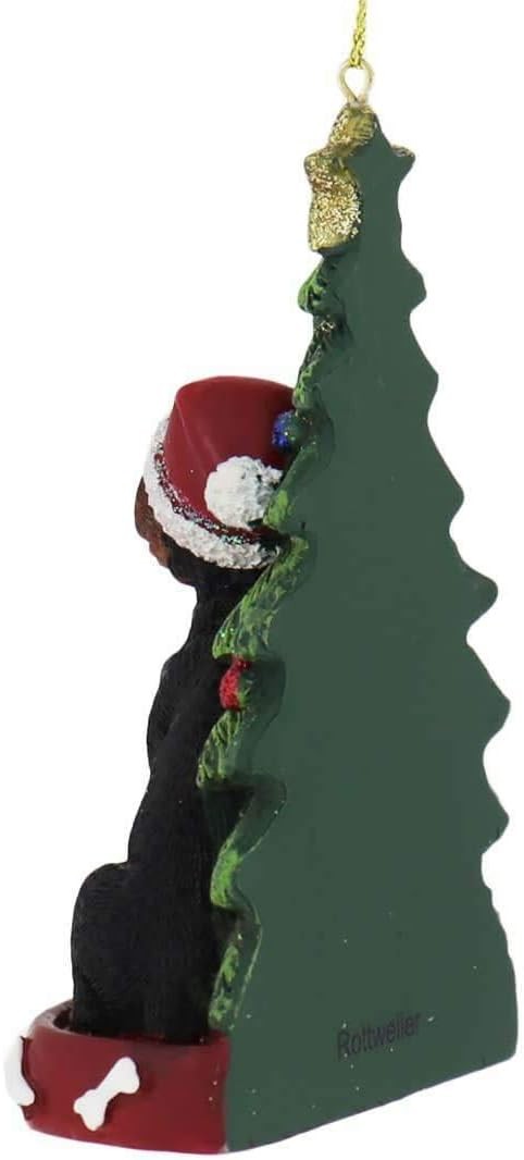 Kurt Adler Rottweiler With Santa Hat Christmas Tree Ornament, 4.25 "
