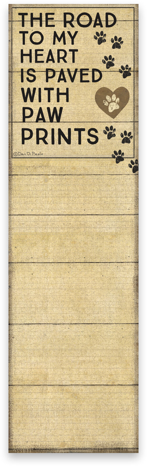 Primitives by Kathy Road to My Heart Paved with Pawprints Magnetic List Notepad