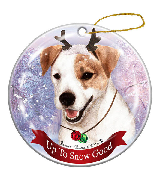 Holiday Pet Gifts Jack Russell Wirehair Tri Dog Porcelain Christmas Ornament