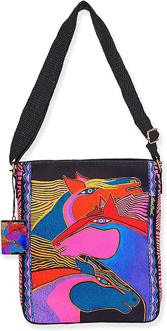 Laurel Burch Wild Stallions Crossbody Shoulder Bag, 12" x 2" x 12.5"