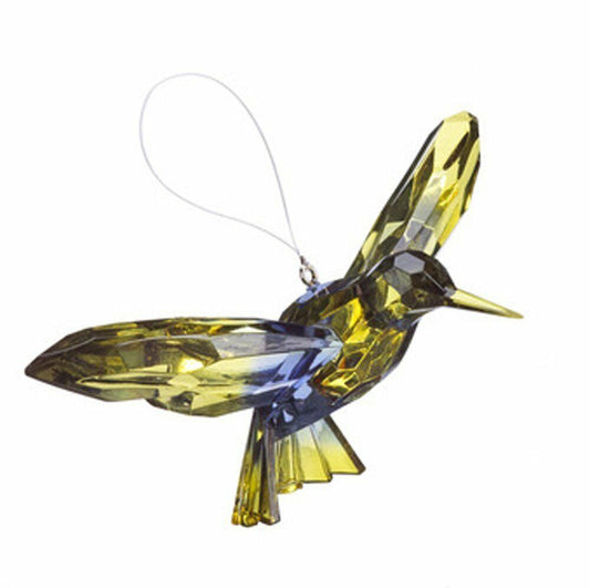 Colorful 7 Inch Two-Toned Hummingbird Ornament/Sun-catcher (Green/Blue)