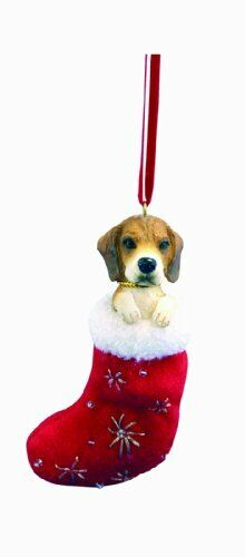 Beagle Christmas Stocking Ornament with "Santa's Little Pals" Hand Painted