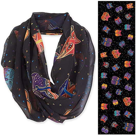 Laurel Burch Artistic Infinity Scarf (202A Feline Faces Black)
