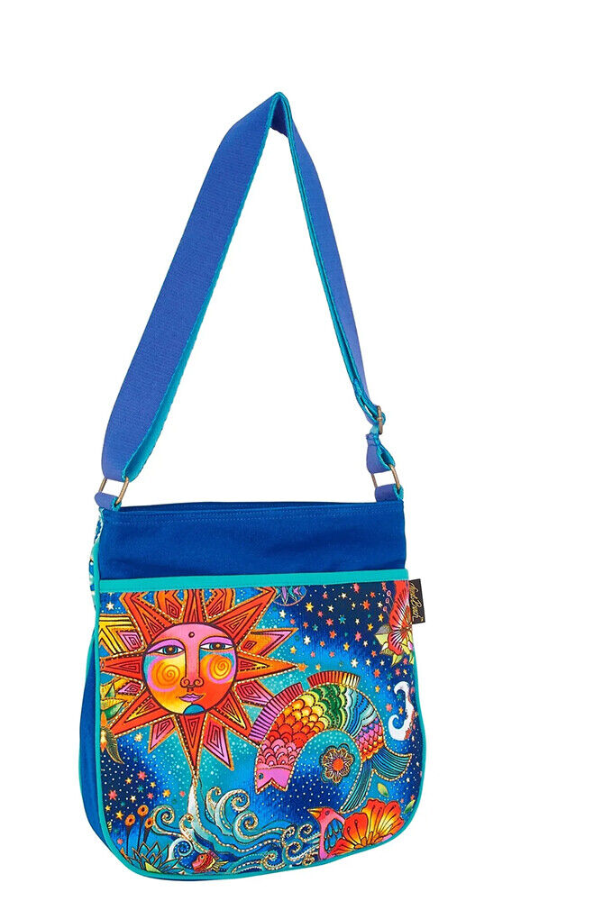 Laurel Burch Celestial Magic Sun Moon Large Crossbody Bag, 12” x 2.5” x 12.5”