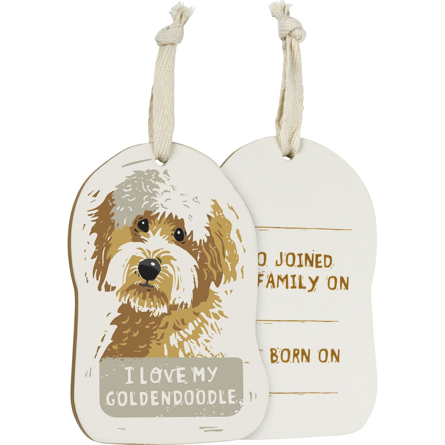 Primitives by Kathy Wooden Hanging Ornament, 2-Sided - I Love My Goldendoodle