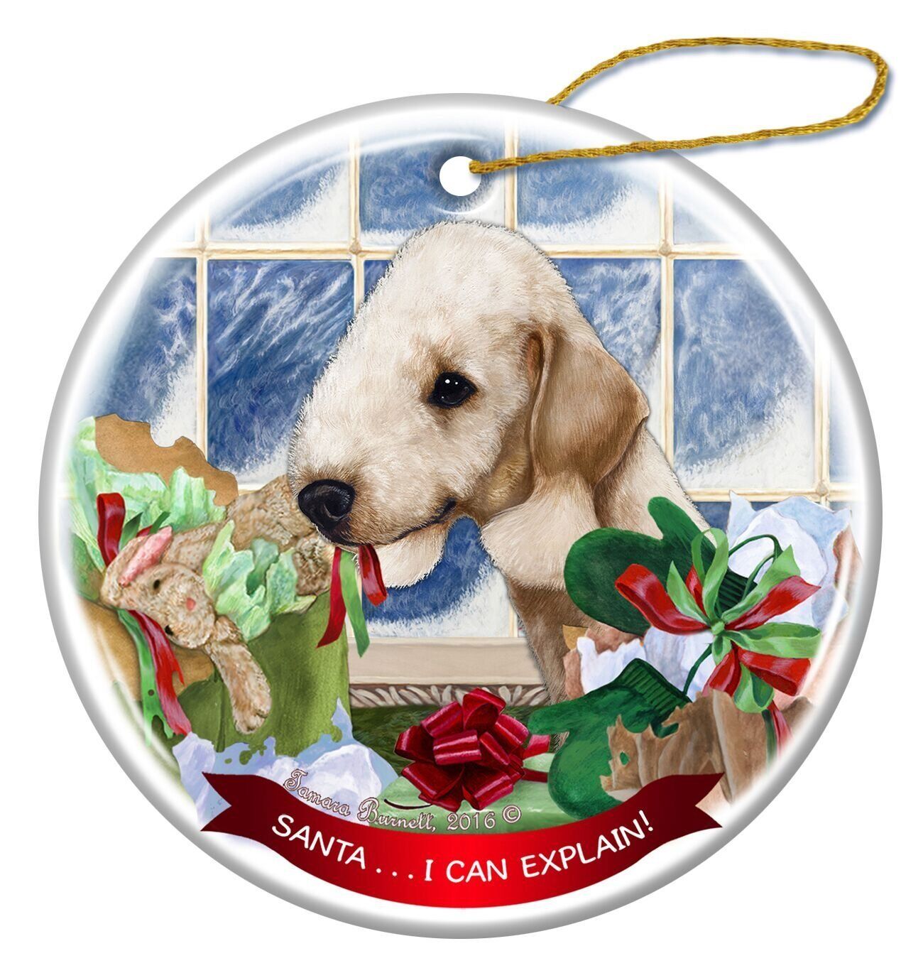 Bedlington Terrier Sandy Dog Porcelain Ornament Pet Santa I Can Explain!