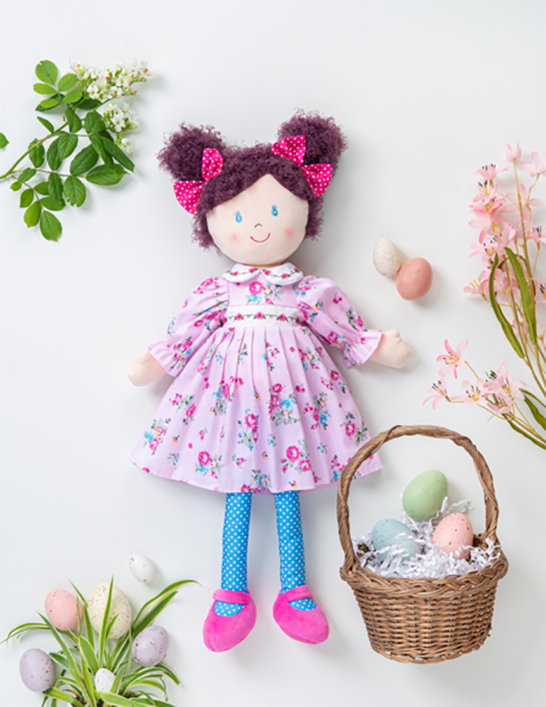 Ganz Rosalynn Plush Stuffed Toy Rag Doll with Purple Hair, 20 inches