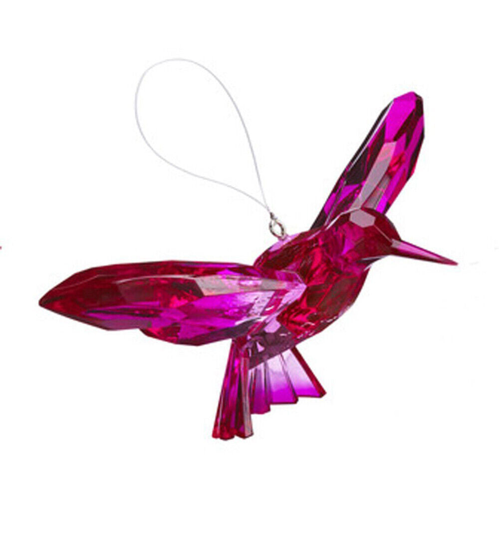 Colorful 7 Inch Two-Toned Hummingbird Ornament/Sun-catcher (Hot Pink/Pink)