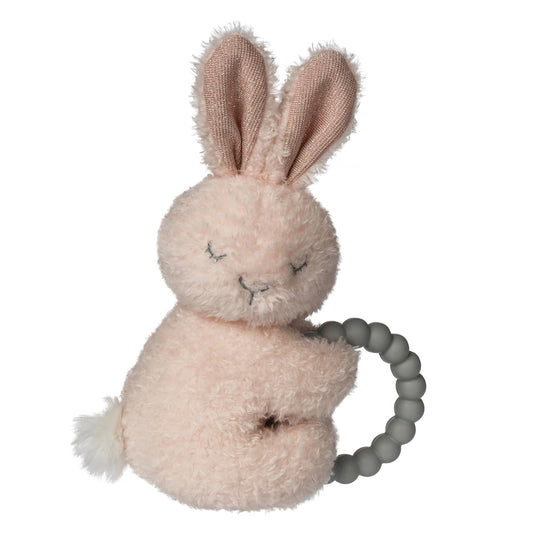 Mary Meyer Soft Baby Rattle with Teether Ring, 6-Inches, Pink Sweet Dreams Bunny