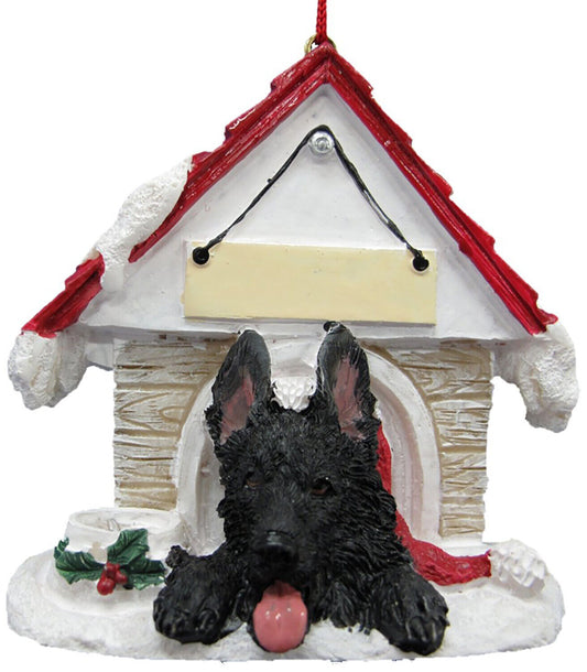 Black German Shepherd Doghouse Ornament Hand Painted Easily Personalized