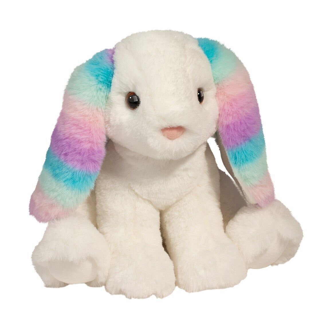 Douglas Livie Soft Rainbow Bunny Rabbit Plush Stuffed Animal Medium, 8" sitting