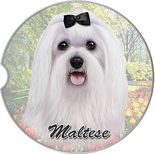 ES Pets Absorbent Stoneware Car Cup Holder Coaster, Maltese