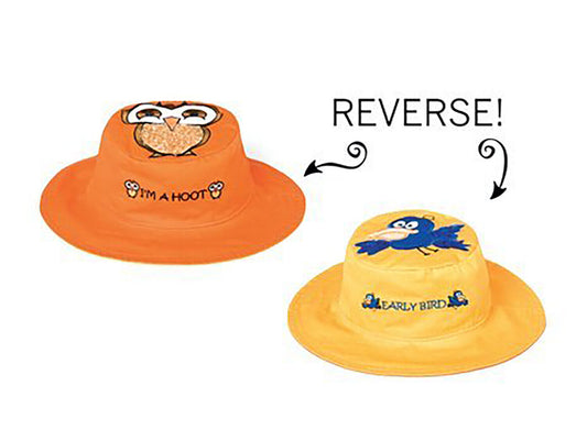 Luvali Reversible Sun Hat Infants UPF 50+ 6 mo- 2 year (Owl/ Early Bird)