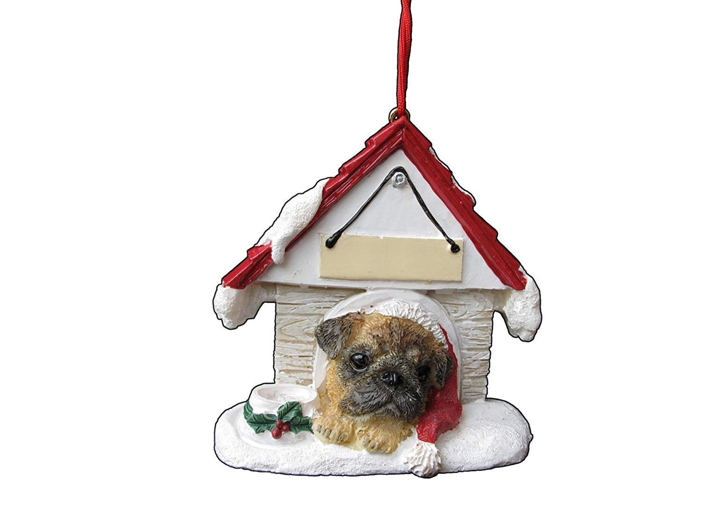 Pug Doghouse Ornament Hand Painted and Easily Personalized