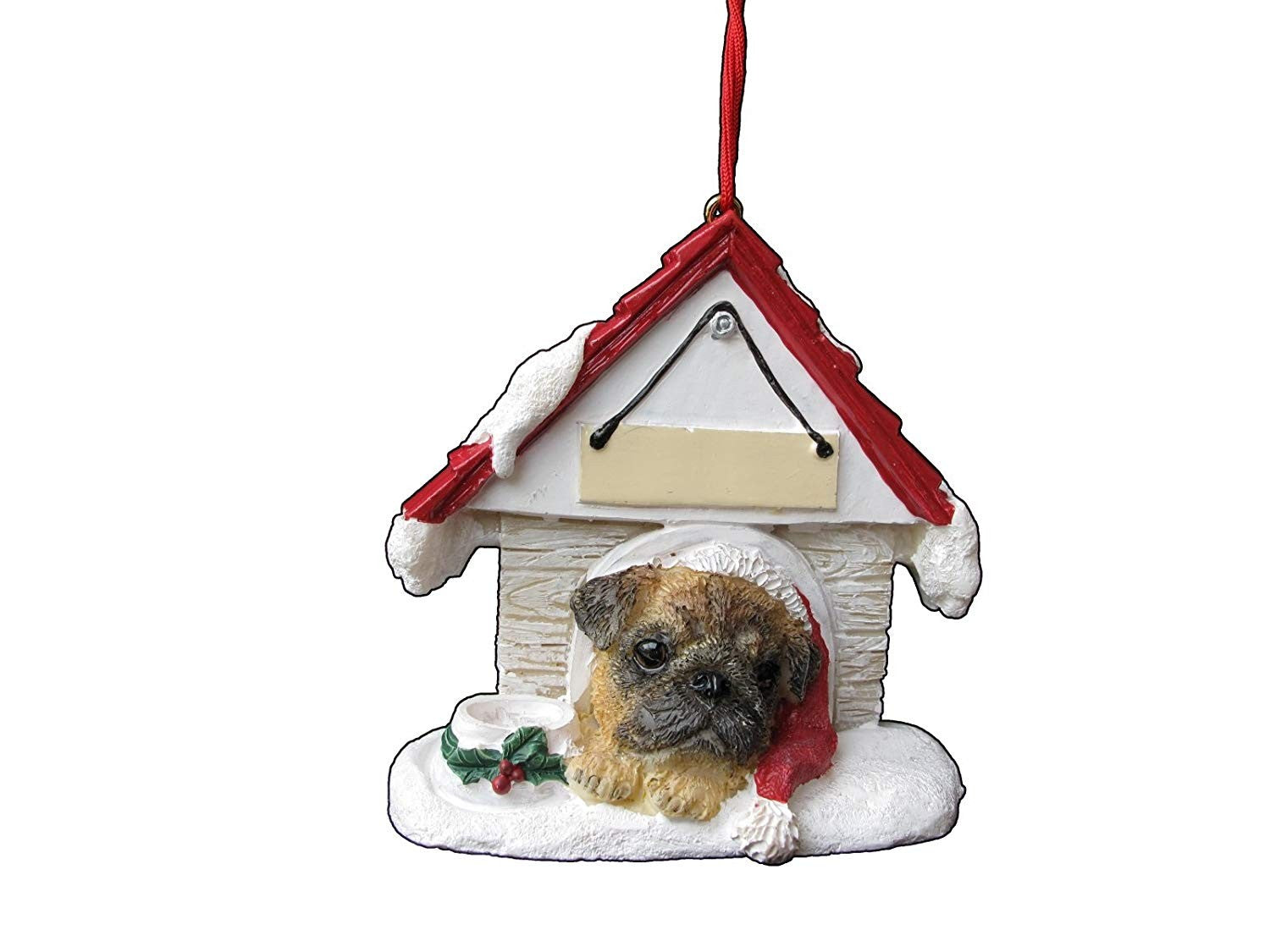 Pug Doghouse Ornament Hand Painted and Easily Personalized