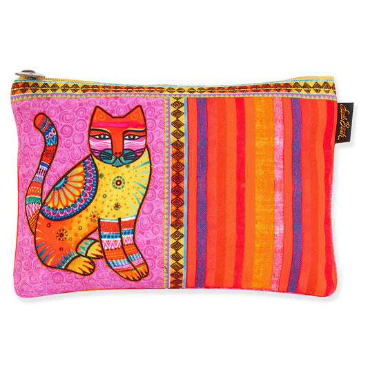 Laurel Burch Classic Felines Cosmetic Bag (pink/orange stripes E), Maya Cat