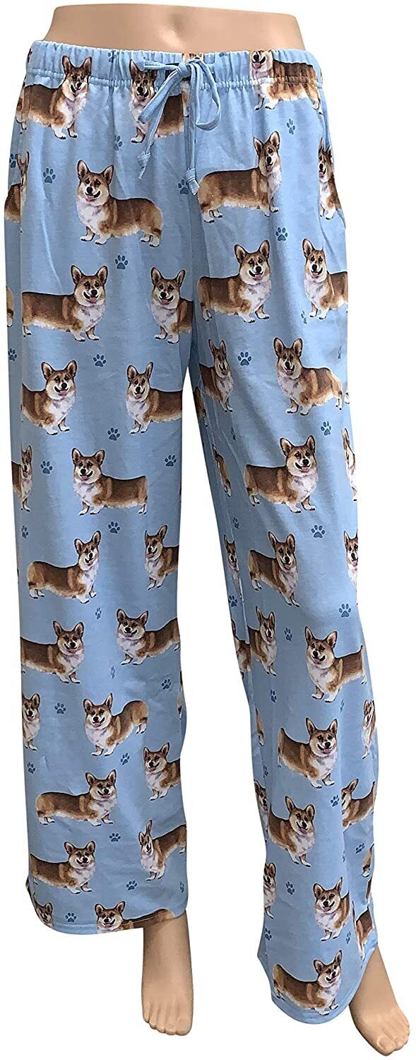 Corgi Unisex Lightweight Cotton Blend Pajama Bottoms- Small