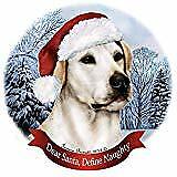 Holiday Pet Gifts American White Lab Dog Santa Hat Porcelain Ornament