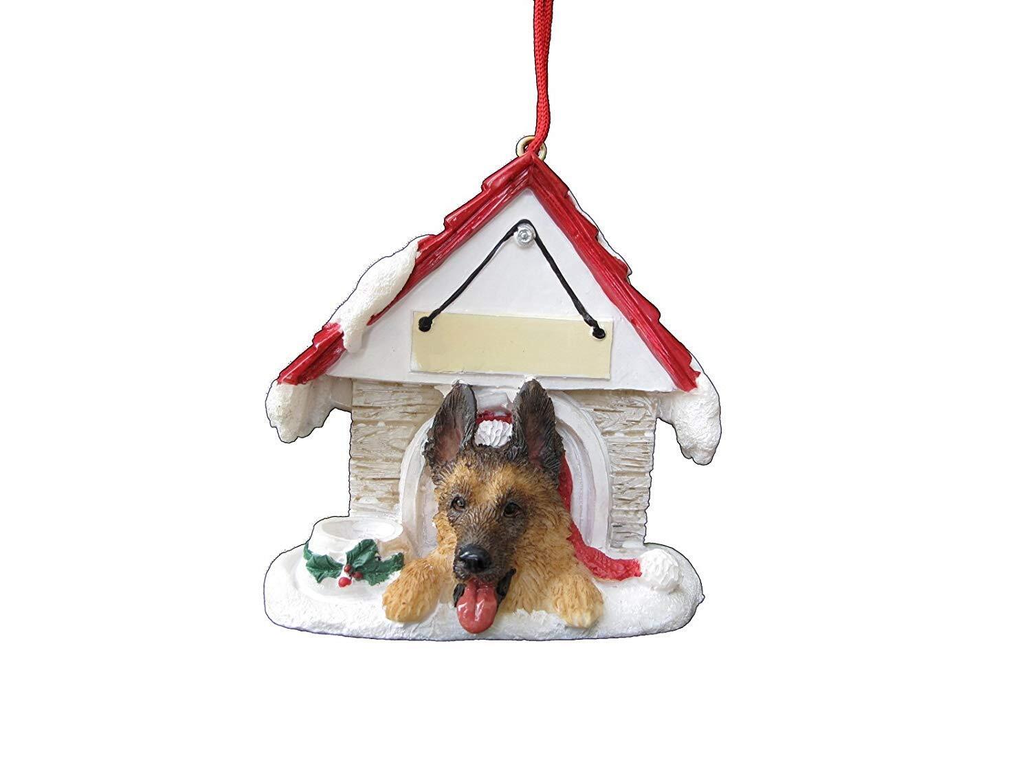 German Shepherd Doghouse Ornament Hand Painted and Easily Personalized