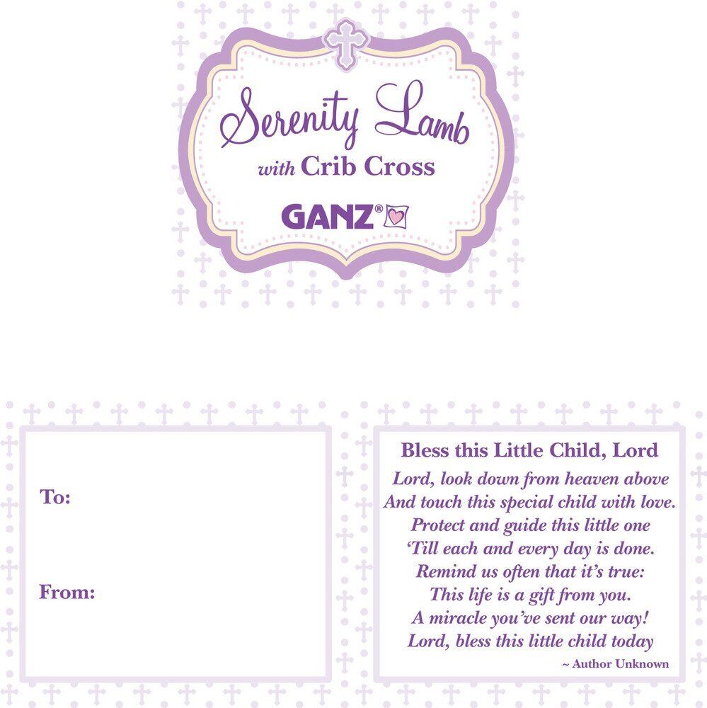 Ganz Serenity Lamb With Cross Christening or Baptism Gift (Blue (Boy))