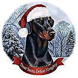 Holiday Pet Gifts Doberman Black Uncropped Dog Santa Hat Porcelain Ornament