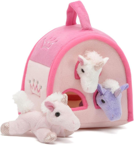 Unipak Pink Unicorn Finger Puppet Plush Stuffed Animal Play House, 7"