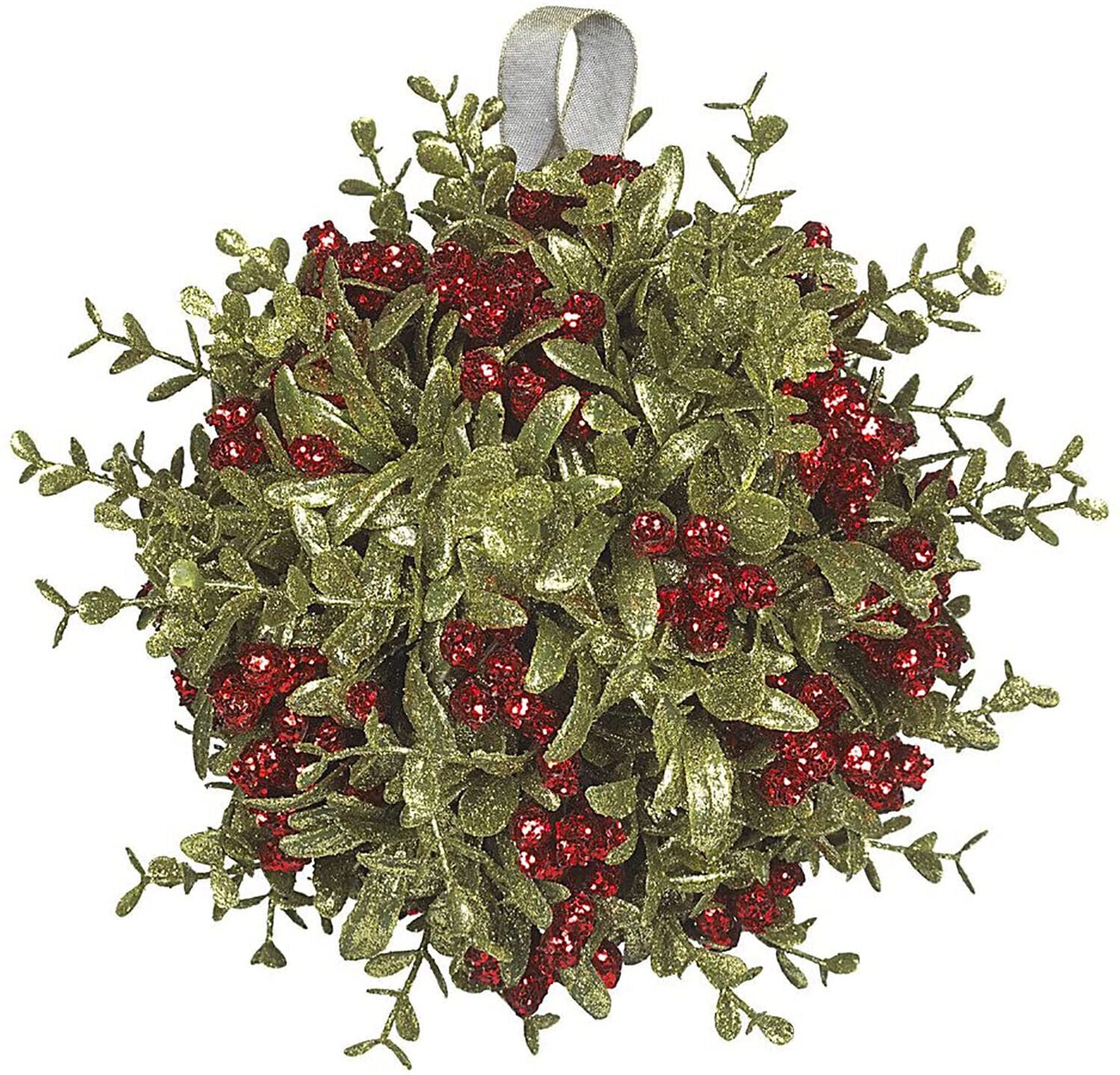 Kissing Krystals 8" Large Kissball Ornament Red Mistletoe Plastic