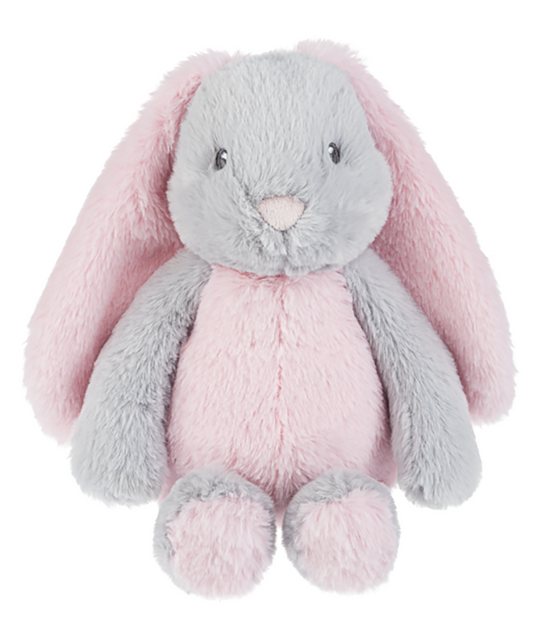 Baby Ganz Downy Pink/Grey Bunny Plush Stuffed Animal, 11"